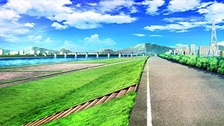 陽香の通学路となる河川敷（夏）